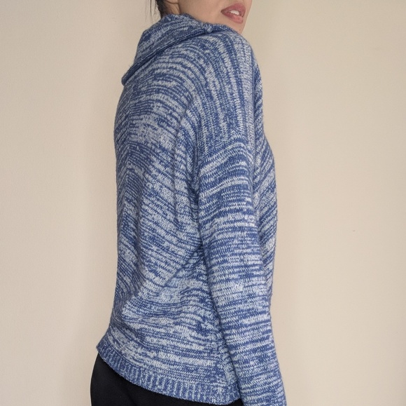 Oversized Marled Cowl Neck Sweater Blue XS - Picture 5 of 8